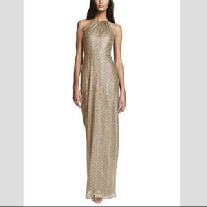 Amsale 'Chandler' Sequin Tulle Halter Style Gown